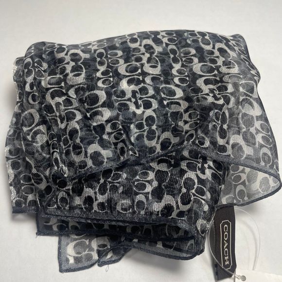 Coach Accessories - BNWT  Coach silk/nylon blend black/silver scarf PRICE FIRM